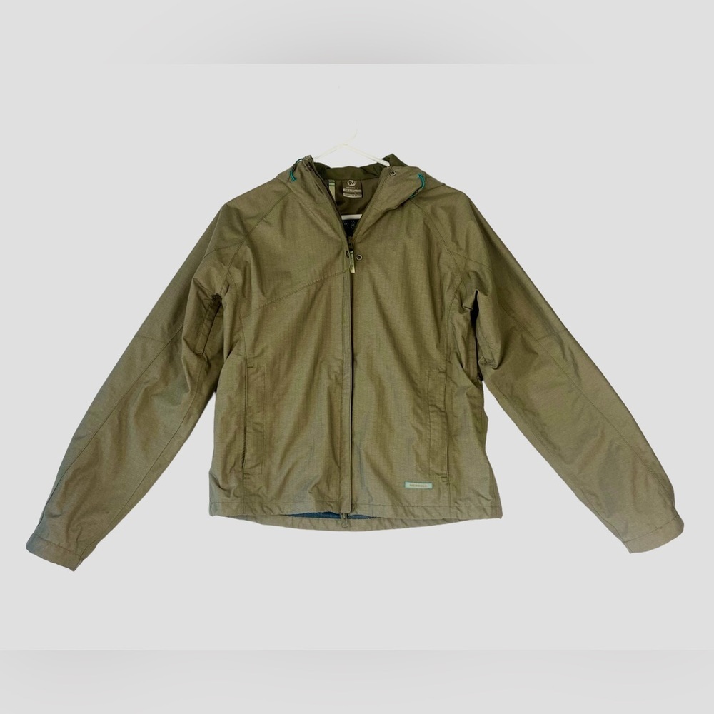 Merrell Opti-Shell Hooded Wind Breaker Jacket Women's Size M Olive Green